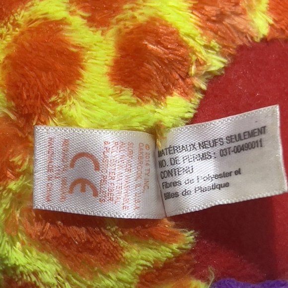 TY 2014 Beanie Ballz 5” TOBY Plush Big Sparkle Purple Eyes Giraffe Ball Toy - Picture 11 of 11